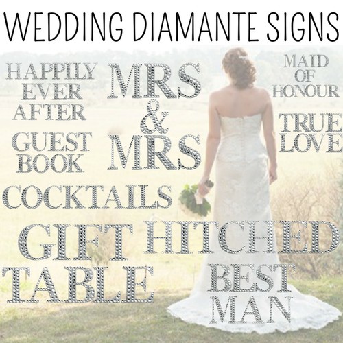 Wedding diamante signs silver - signs,
