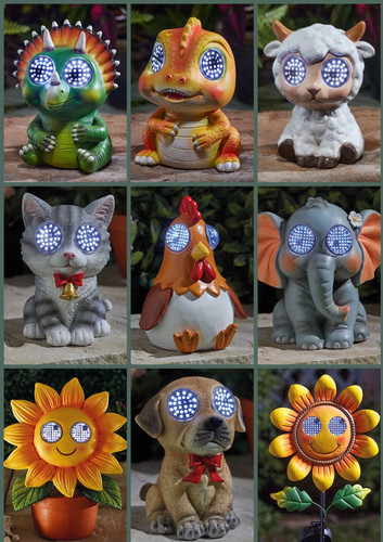 Resin solar garden ornaments - resin,