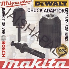 KEYLESS DRILL CHUCK & SDS ADAPTER FITS DEWALT MAKITA BOSCH HITACHI DRILLS