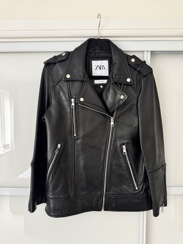 Zara real leather black - , biker