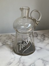 Rare Antique Vintage Glass Whiskey Noggin Jug Enamel Writing Scotch Irish