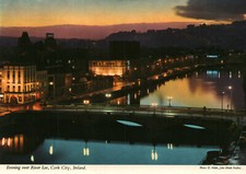 Evening Over River Lee Cork City Ireland Continental Hinde Postcard 