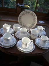 Wedgwood Bone China  'Angela' 21 Piece Tea Set, Straight Sided Cups.