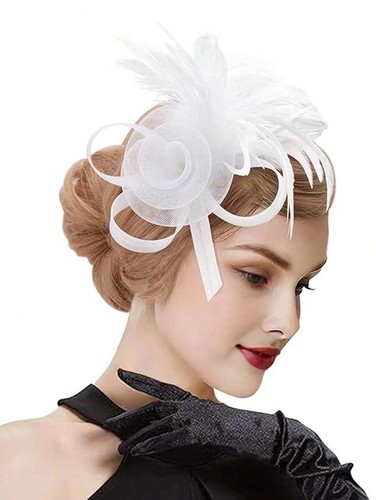 Flower feather hair hat - flower,