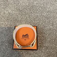 Hermes white Leather H Bracelet with silver detail, boxed and with Hermes Bag