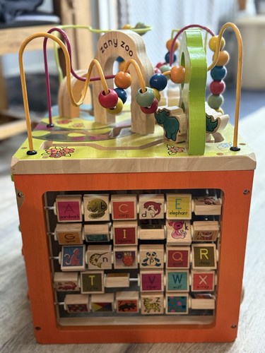 Colourful wooden activity cube