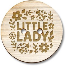 'Little Lady Bugs and Flowers' Wooden Buttons (BT054901)