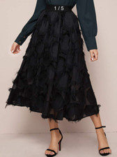 Black Fringe feather midi