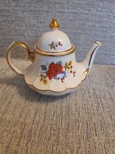Vintage Sadler “Carousel” Rose Teapot 6.5” – Cream Floral Gold Trim Pattern 3264