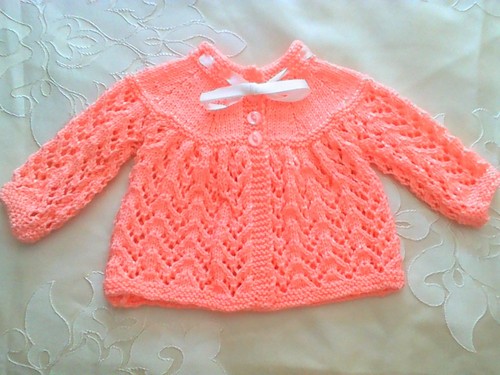 Hand knitted matinee coat - knitted, 0-3