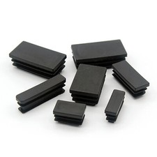 Rectangular Plastic End Caps Tube Inserts Blanking Ribbed Rectangle Plugs Black