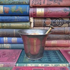 Heavy Vintage Bronze Mortar and Brass Pestle Traditional Apothecary 