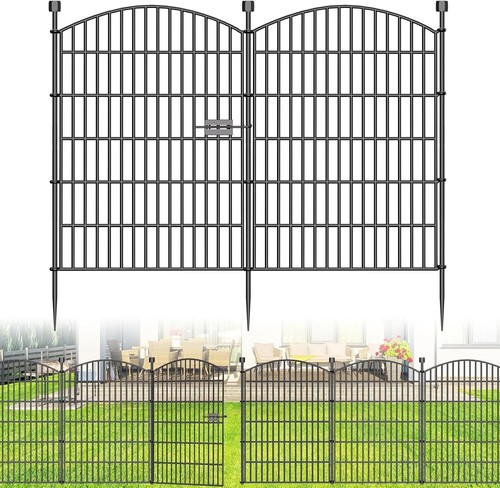 Panel metal garden fence - fence, w/