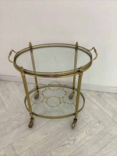 Vintage brass drinks trolley - brass,