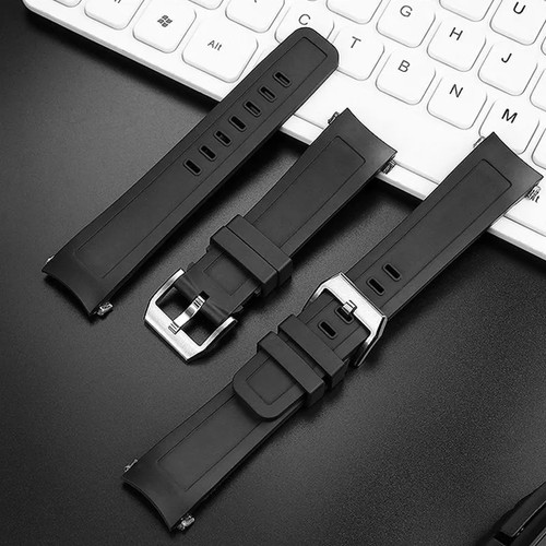 22mm black blue rubber strap - 22mm,