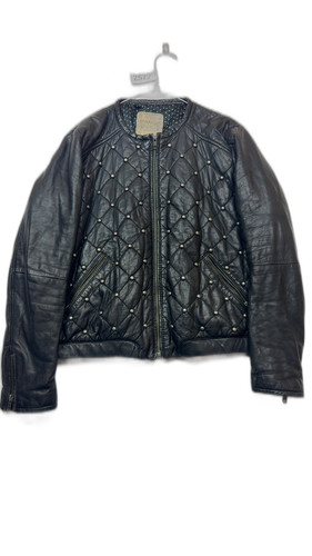 Mango black leather studded - leather,