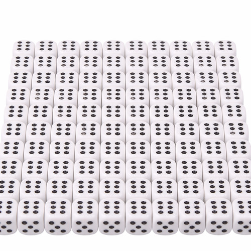 Bulk 100 white dice 12mm - d6,