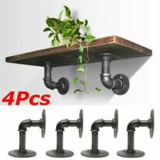 4X Pipe Shelf Brackets Industrial Iron Rustic Wall Floating Shelves Storage Unit