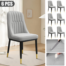 6x Faux Leather Dining Chairs PU Padded Dining Room Kitchen Chair Set Family