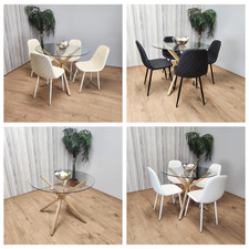 Round Glass  Table with 4 Gem