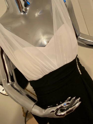 Black and white evening dress - black,