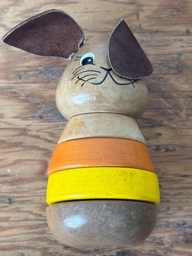 Vintage wooden stacking bunny - vintage,