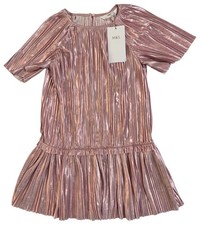 BNWT M&S Girls Metallic Pink Pleated Party Dress - Various Sizes (RRP £28)