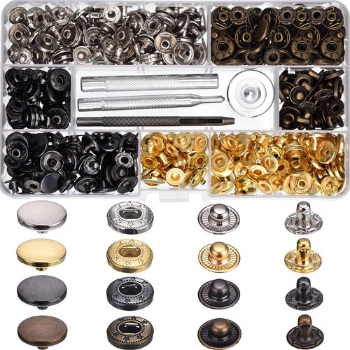 100 set snap fasteners leather - set,