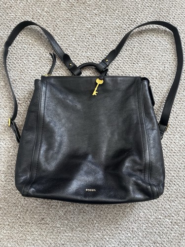 Fossil leather backpack black - leather,