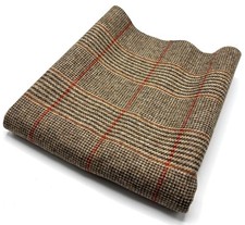 Beige Red Wool Fabric Check
