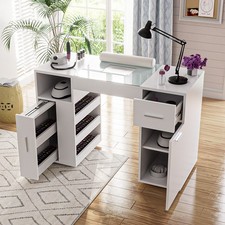 Manicure Table Nail Desk w/Dust Collector Wrist Rest Shelf Drawer Wheel Cabinet