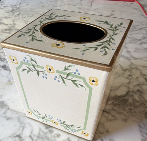 Hand painted floral wooden - painted,