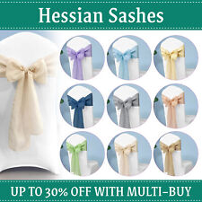 10 Hessian Sashes Chair Sash Chair Cover FULLER BOW Rustic Banquet Wedding Decor