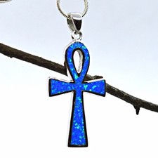 Egyptian Ankh Blue Opal &