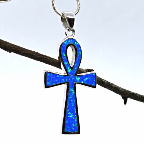 Egyptian ankh blue opal - ankh, &