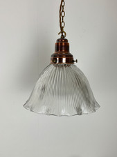Extra Large Antique Holophane Pendant Ceiling Light (55174)