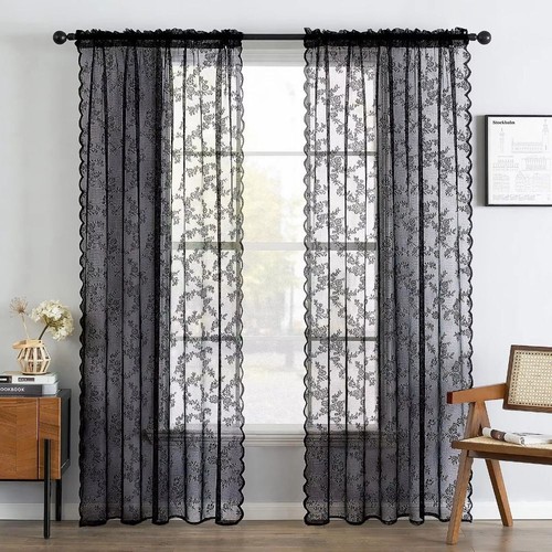 1pc lace sheer curtains eyelet - sheer,