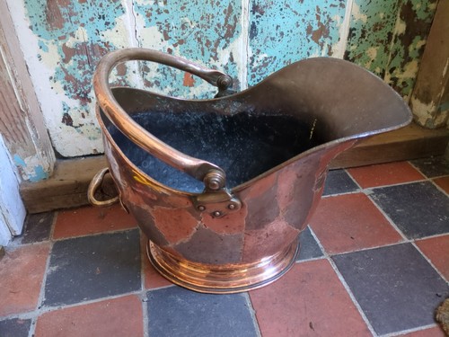 Antique copper coal scuttle - copper,
