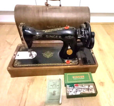 SUPERB SINGER 15k HAND CRANK SEWING MACHINE RAF decals 15k80 heavy duty 1940s