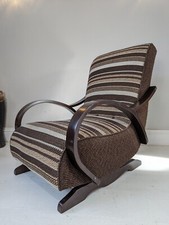 Halabala Rocking Chair Bentwood Arms Signed C Perry 1954 Rare Original Fabric 