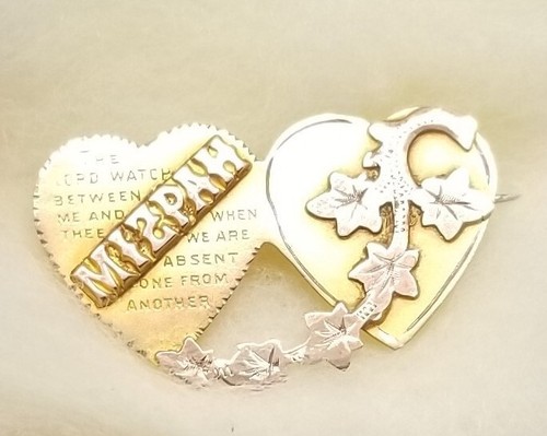 Victorian gold mizpah brooch - victorian,