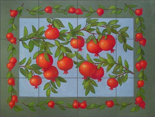Pomegranate tile backsplash - pomegranate,