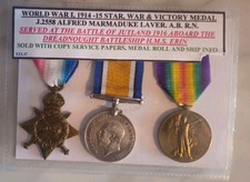 Trio of original WW1 named medals with provenance. HMS Erin & Battle of Jutland.