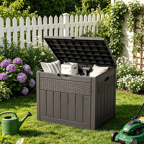 Rattan effect garden storage - rattan,