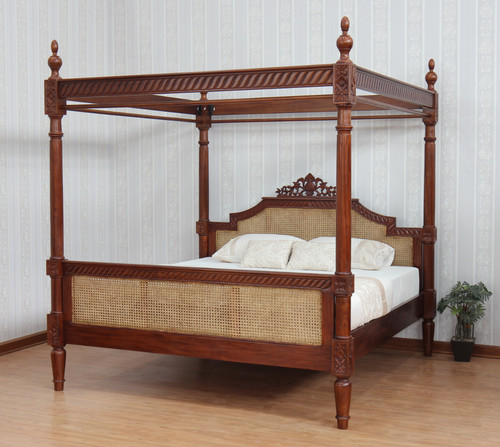 French poster bed rattan - 4,