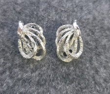 Vintage Signed Coro Silver Tone Loop Design Clip On Earrings