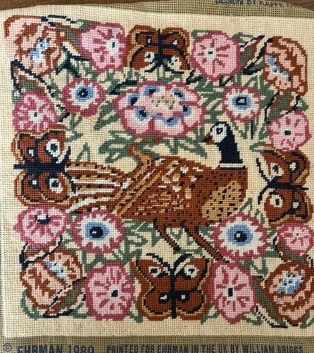 Completed needlepoint tapestry