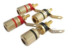 Speaker Binding Posts Terminals Connectors  2 Red 2 Black Gold Plated
