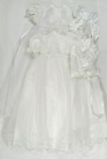 Long Christening Gown Dress Hat Bonnet White Cream Ruffle 3 6 12 311 Baby Girls
