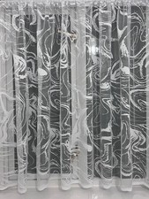 White Sheer Net Curtains with Modern Swirl Pattern sold per meters- free postage